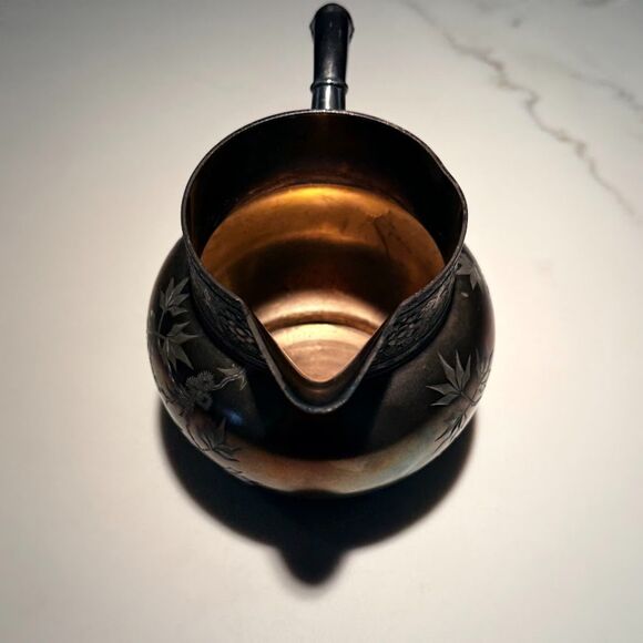 Antique James W Tufts Boston Quadruple Silver Plate Floral Engraved Creamer 1940 - Picture 12 of 15